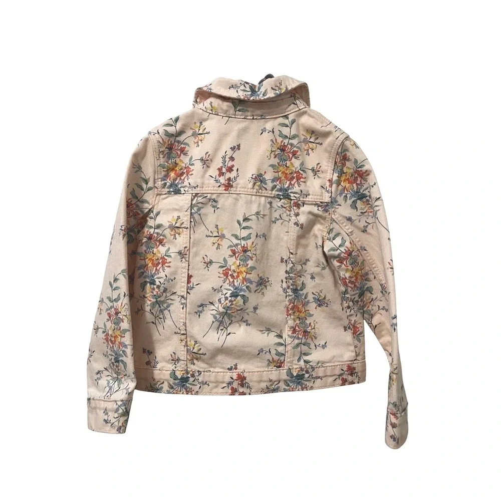 Gap Kids Pink Floral Denim Trucker Jacket Toddler Girls 4T Botanical Print